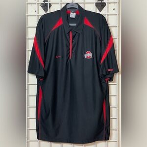 NIKE Ohio State Buckeyes University Polo Shirt Mens XL Dry fit